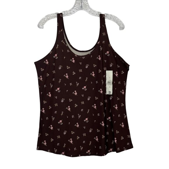 No Boundaries Scoop Tank Top Womens Brown XXL Floral Print New - Picture 2 of 10